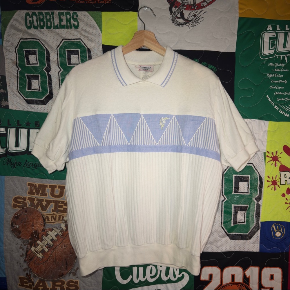 Vintage Cricket Lane Collared Knit Top – late 80s Textured Polo Shirt